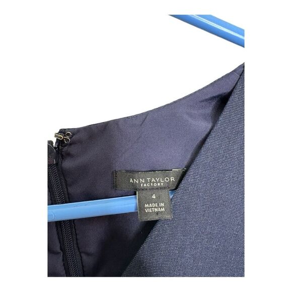 Ann Taylor Factory Stretch Dress Cap Sleeve Fresh Navy Size 4 - Picture 3 of 6